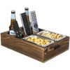 MyGift Rustic Burnt Brown Wood Sofa Snack Caddy, All-One Serving Crate Tray