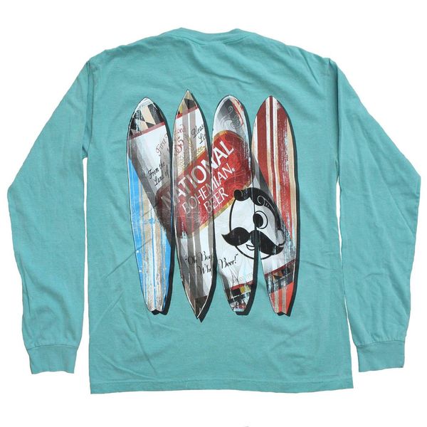 Natty Boh Can Surfboards (Seafoam) / Long Sleeve Shirt - 3X-Large / Blue