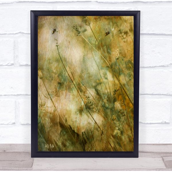 Fingerprint Designs Creative Edit Grass Garden Meadow Bumble Bee Bees Texture Wall Art Print