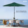 Tempera 9ft Patio Market Outdoor Table Umbrella with Auto Tilt and Crank,Large Sun Umbrella with Sturdy Pole&Fade resistant canopy,Easy to set, Forest Green
