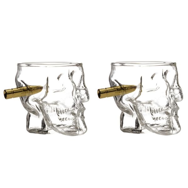 Bar Bespoke Skull Headshots Pack 2 Shot Shell Drinking Glasses