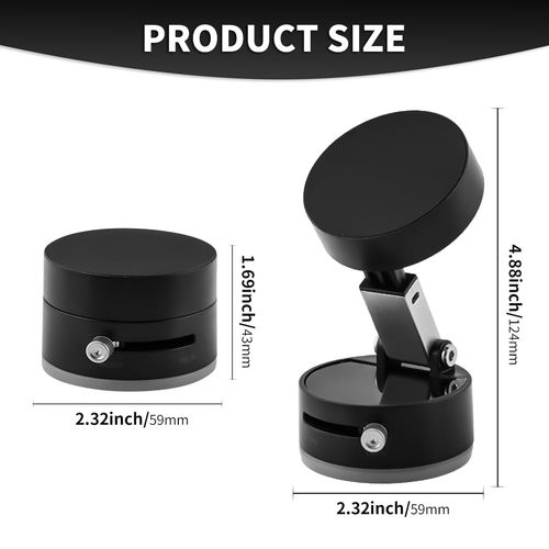 Ranjaner Vacuum Magnetic Phone Holder, Foldable Suction Cup Phone Mount for Car, Adjustable Magnetic Smartphones Holder for Smooth Surfaces Shower, Car, Mirror(Color:Black)
