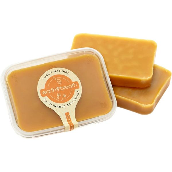 Earthbreath Beeswax Blocks - 200g - Pure Natural Premium Quality Cosmetic Grade Wax - Great for DIY Candles, Food Wraps, Cosmetics, Lip Balm, Soap, Polish, etc. - Arts Crafts Materials