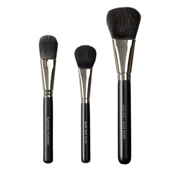 VEGAN LOVE, Set di tre pennelli da trucco, setole sintetiche, colore: Nero, BKFT32