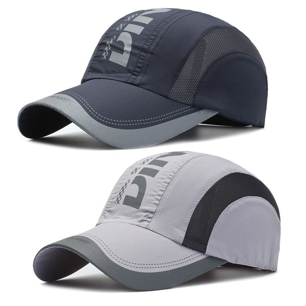 2 Stücke Verstellbar Erwachsenen Mütze, Baseball Cap Herren Damen, Outdoor Baseballkappe, Lässig Schnell Trocknend Baseball Cap, Unisex Baseballkappe, Zum Draussen Sport Reisen (Marineblau+Hellgrau)