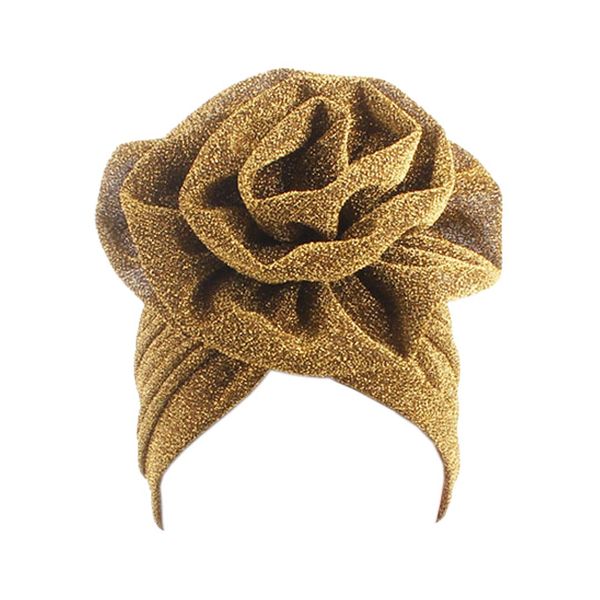 Surkat Glänzende Blume Turban Shimmer Chemo Cap Hairwrap Kopfbedeckung Beanie Haar Schal, Gold, Einheitsgröße