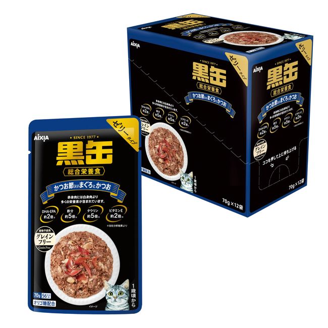 Black Can Pouch, Tuna and Bonito with Bonito, Total Nutrition Diet x 12 Pieces