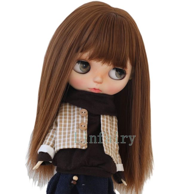 Linfairy 9-10 inch Doll Long Wig Long Hair (Brown)