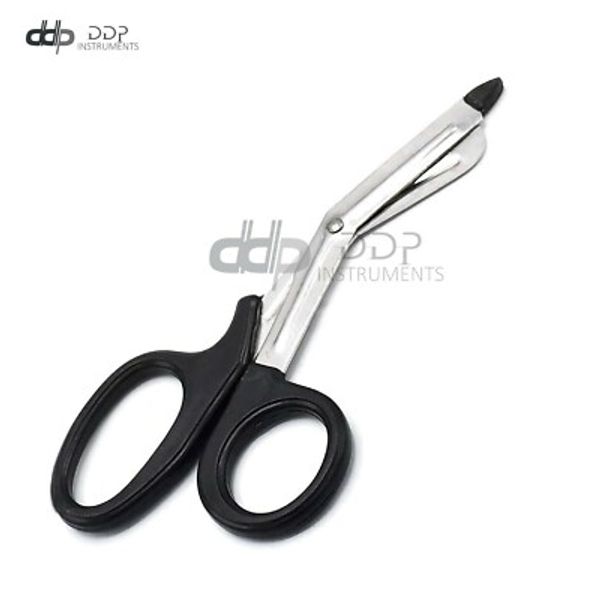 Black EMT Paramedic Bandage Shears Scissors 7.5" W/Plastic Color Probe