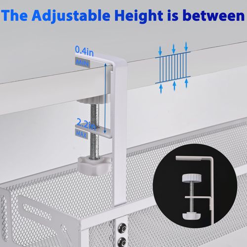 Under Desk Cable Management Tray – No Drill Cord Organizer & Power Strip Holder – Wire Cable Tray for Home Office Desk Setup (L-White)