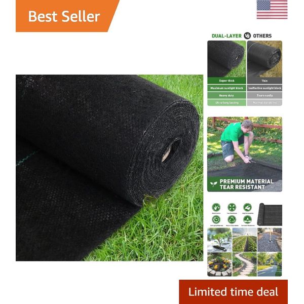 3*50FT Premium Dual Layer Weed Barrier Landscape Fabric Durable & Heavy-Duty ...