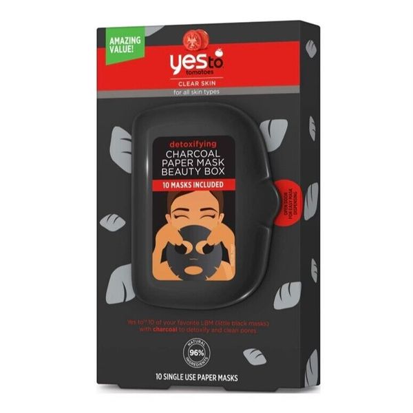 Yes To Tomatoes Detoxifying Charcoal Paper Face Mask Beauty Box, 10 Count