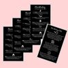 Microblading Aftercare Cards | 50 Pack | Size 3.5 x 2" inches | Disposable FAQ Microblade Printed Certified Recommended Care Instructions | PMU Black with White Icons Design