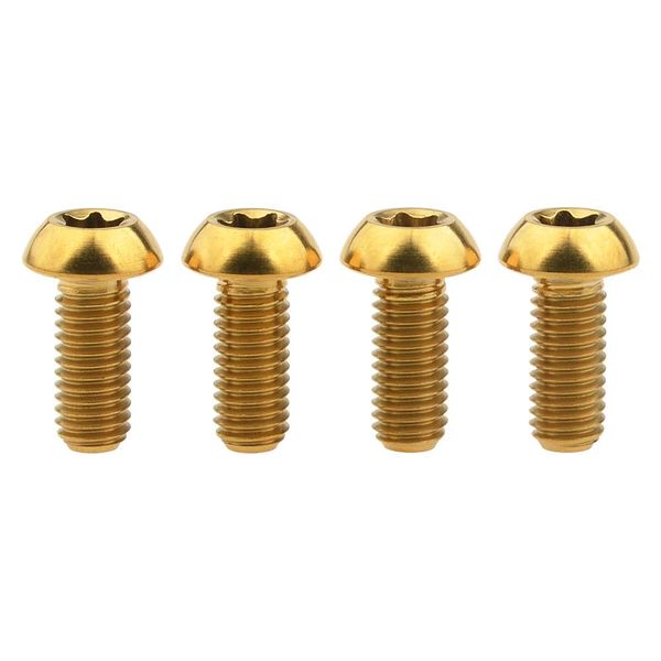 Wanyifa 4Pcs Titanium M5 x 12mm Holder Torx Head Bolt Screw for Bicycle Water Bottle Cage (Gold)