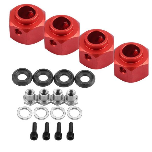 DEWIN Wheel Widen Adapter, Set of 9mm Metal Adapters Compatible with TRAXXAS TRX4 RC4WDS D90 SCX10 1/10 Remote Control Cars, Improves Car Stability and Grip, Red