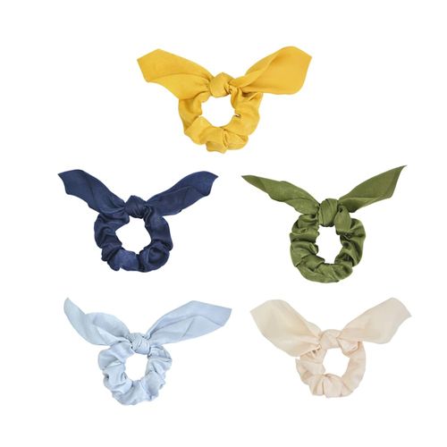 5 Colors Bow Hair Scrunchies Elastic Hair Ties Ponytail Holder Scrunchies with Bow Accessories for Women