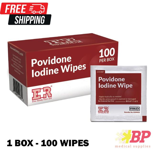 Ever Ready First Aid Povidone Iodine Wipes – 100 Count