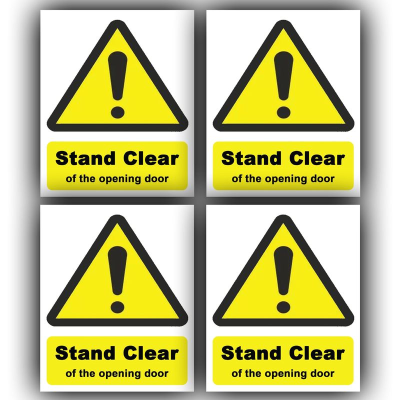 4 Pack - Stand Clear of The Opening Door Stickers - 110mm x 90mm ...