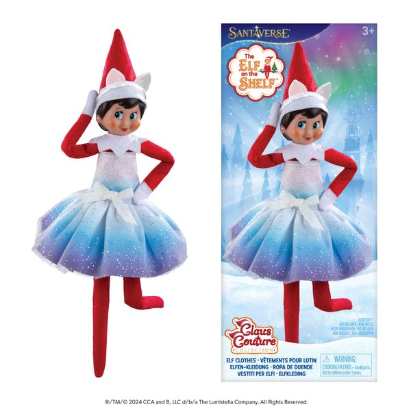 The Elf on the Shelf Claus Couture Extraordinary Noorah Party Dress for Your Scout Elf - Includes Northern Lights Inspired Dress and Fox-Ear Crown