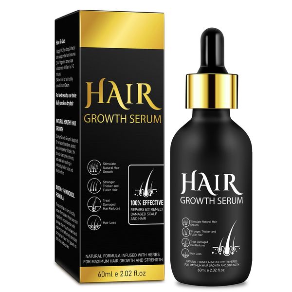 5% Minoxidil for Men and Women Hair Growth Serum - Biotin Hair Growth Oil Hair Regrowth Treatment for Scalp Hair Loss Hair Thinning, Natural Hair Growth for Thicker Longer Healthier Hair, 2.02 oz