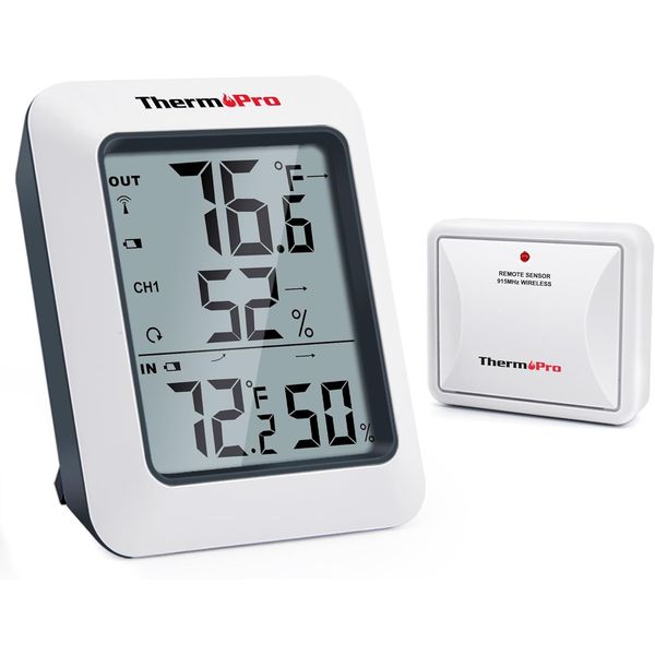 ThermoPro TP60 Digital Hygrometer Outdoor Thermometer Light White-1 Sensor