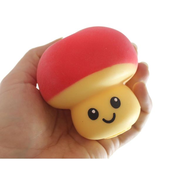 1 Mushroom Squishy Squeeze Stress Ball Soft Doh Filling - Like Shaving Cream - Sensory, Fidget Toy (1 Random Color)