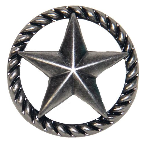 Set of 6 Thin Rope and Star Drawer Pulls Cabinet Knobs Western Southwest Decor Texas (Old Silver)