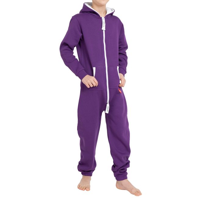 Basisstoff Yuppie Kinder Jumpsuit Jungen Mädchen Overall Lila Gr. 122-128