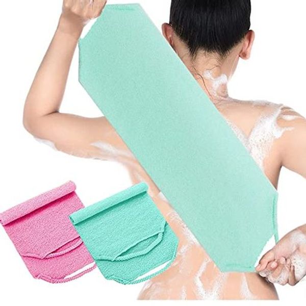 Samcos Exfoliating Towel, Set of 2, Bath Towel, Back Scrubber, Exfoliating, Pore Cleansing, Back Acne Prevention, Pore Cleansing, Bath Use, Exfoliating Shower Sponge Pad, Unisex