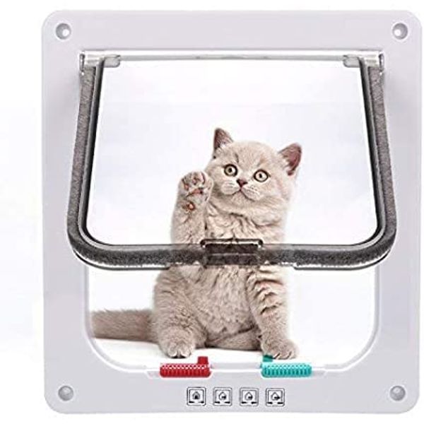 Classic Cat Flap - 4 Manual Locking Options - White