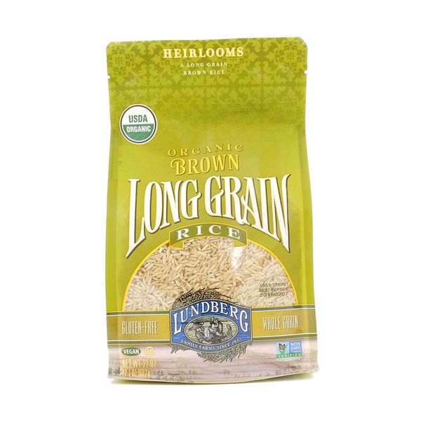 Lundberg Family Farms - Organic Brown Long Grain Rice, Subtle Flavor, Remains Separate When Cooked, 100% Whole Grain, High Fiber, Pantry Staple, Gluten-Free, USDA Certified Organic (32 oz, 1-Pack)