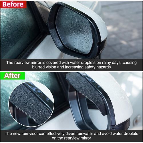 WeFoonLo 2Pcs Car Rear View Mirror Rain Eyebrows, Universal Car Side Mirror Rain Cover Sun Visor Guard for Cars SUV Trucks, with Extra 10pcs Car Door Shock Absorber (Carbon Fibre)