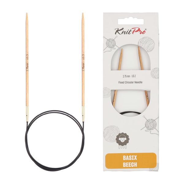 KnitPro Basix Beech Fixed Circular Needles 16" (40cm) | 2.75mm