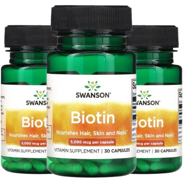 Swanson Biotin 5000mg Vitamin Supplement 30 Tablets 2+1