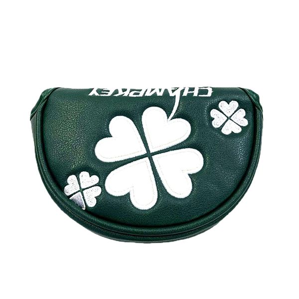 Golf Headcover Putter Cover Mallet Magnetic Closure Center Shaft Clover (Green, Small for Center Shaft)