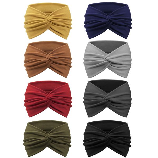 AQOKKA 8 Pack Headbands for Women Criss Cross Vintage Head Wrap Boho Headband Elastic Hair Accessories