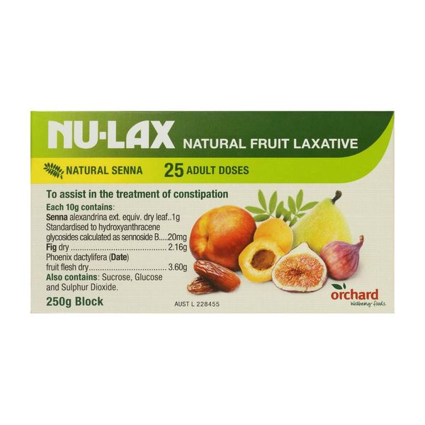 Nulax Fruit Laxative Block 250g Made From Pure Dried Fruits Made in Australia