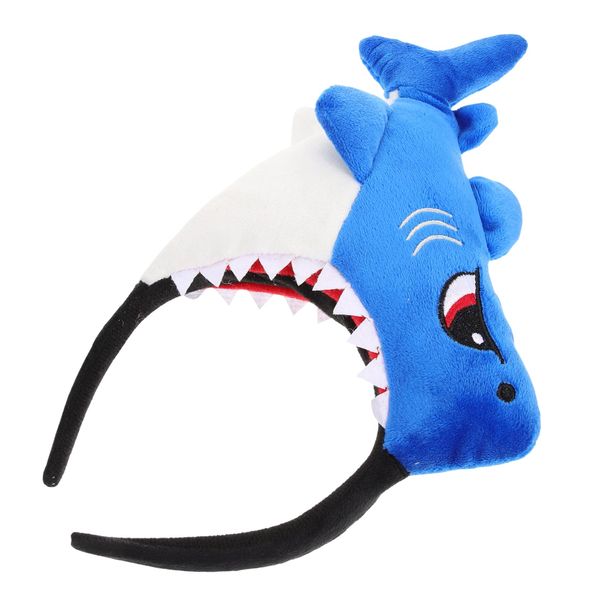 DOITOOL Shark Headband Funny Party Hats Under The Sea Hairbands Shark Makeup Headband Cartoon Party Headband Shark Costume Caps Funny Headbands Tiara Fabric 3d Make up Shark Hat