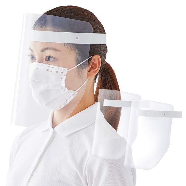 PLUS FG-013-2P 89-078 Face Shield, Pack of 2, Lightweight, White Gray