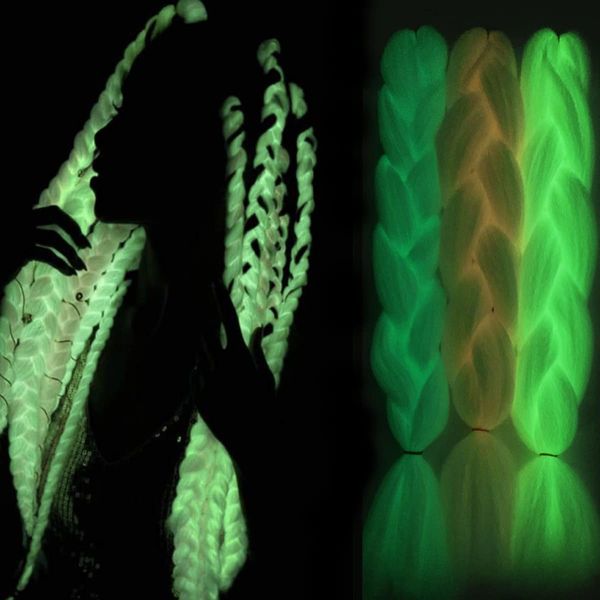 KARLOR Braids Extensions Glow in the Night Fluorescent Braids Synthetic Hair Extensions Jumbo Braids Hair Braiding Hair Kanekalon Braiding Hair for Crochet Twist Braiding Hair (60cm,white)