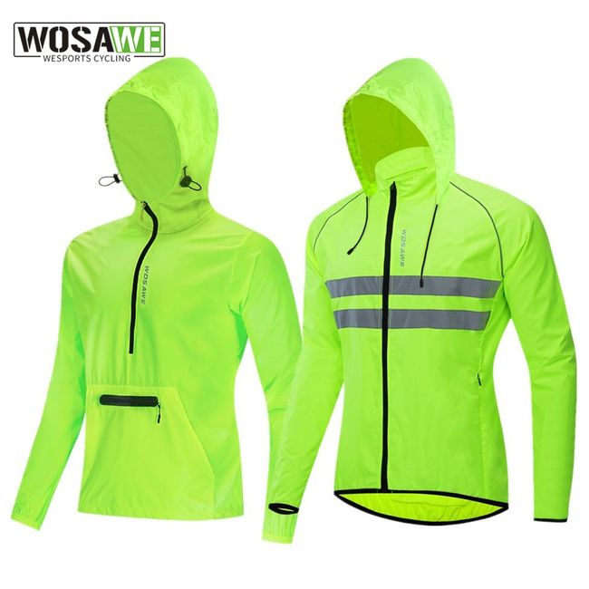 Men Full Reflective Cycling Jacket High Visibility Windbreaker Night Sport  Coat