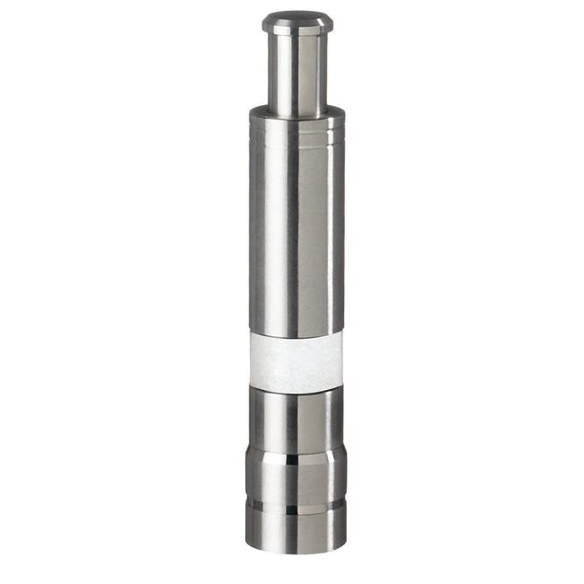 Fletchers' Mill Stainless-Steel Pump and Grind Salt or Pepper Mill, Modern Thumb Button Grinder, One-Handed Operation