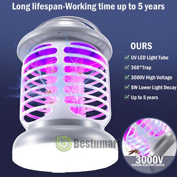 2in1 Electric Mosquito Insect Killer Zapper 8LED Light Fly Bug Trap Pest Control