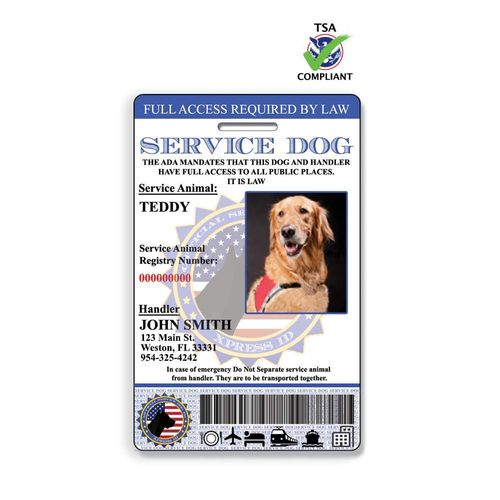 XpressID Holographic Service Dog ID Card Custom + Digital ID for Mobile Devices | Registration to Service Animal Registry Included - QR Code and ADA Ready