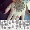 Inateannal 4 Sheets Black Lace Tattoo Stickers for Bridal Wedding Vintage Floral Hand Back Fake Tattoo Body Transfers Temporary Tattoo Stickers for Women Girls
