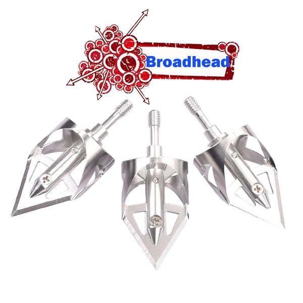 3 Broadheads Steel Arrowheads Replaceable Silver Archery Outdoor Target Hunting
