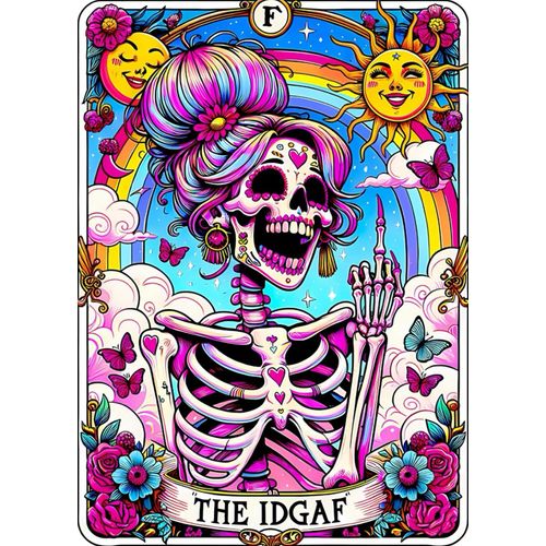 Skull Diamond Art Kits for Adults, Skeleton Diamond Painting Kits for Adults, The IDGAF 5D DIY Paint by Diamond Round Full Drill Home Wall Decor Gift 12x16In