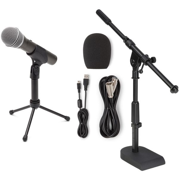 Samson Q2U Recording and Podcasting Pack USB/XLR Dynamic Microphone with Stand