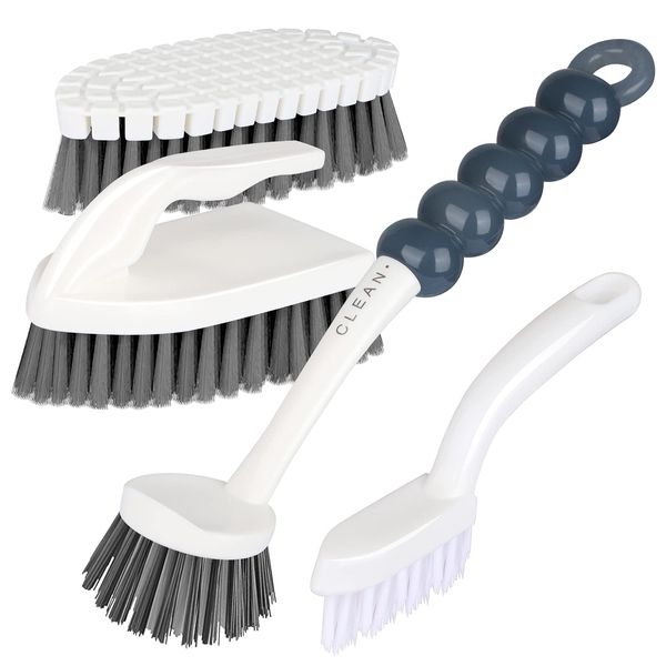 Brush for Cleaning, GIPTIME 4PCS Cleaning Brushes Includes Kitchen Cleaning Brush, Scrub Brush Comfort Grip, Clean Brush for Bathroom, Shoe Brush Track Groove Grout Gap Cleaning Brushs Tool