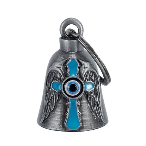 Blue Eye Cross Motorcycle Biker Gargoyle Bell Key Chain Accessories